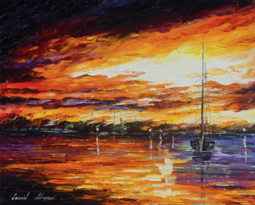 Bright Sunset, Oil on canvas, 50 x 60 cm - $10,000